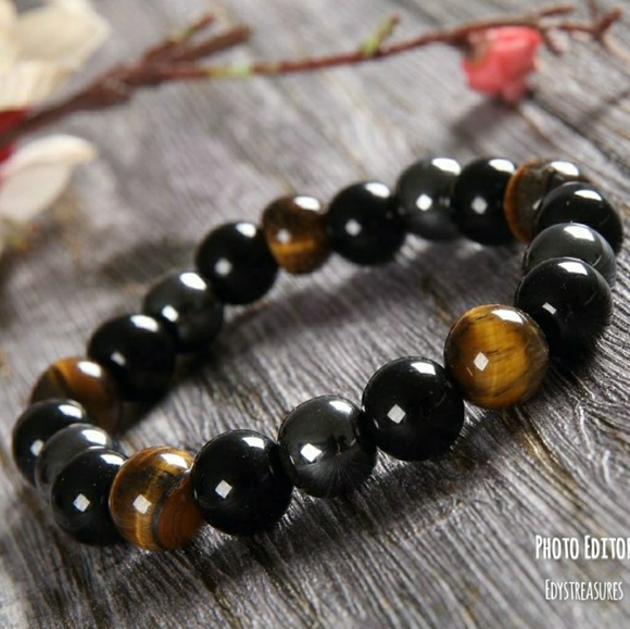 🎇SOLD OUT  Tiger Eye,Hematite & Obsidian bracelet - Picture 4 of 6